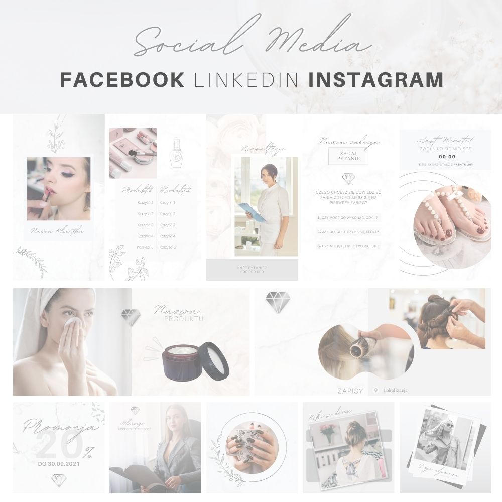 Szablony Canva social media elegant silver