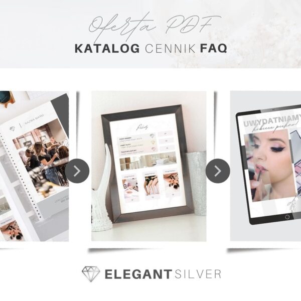 Szablony Canva oferta PDF beauty elegant silver