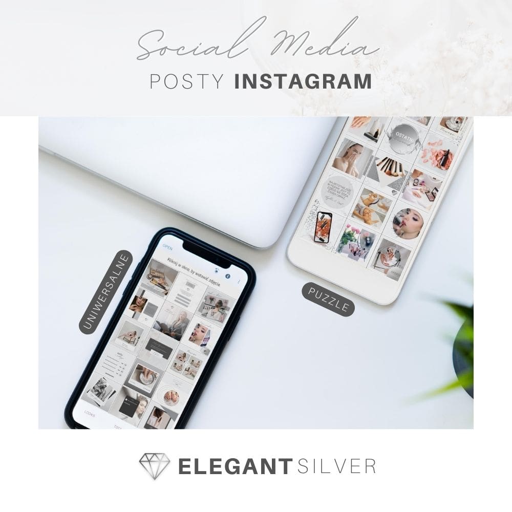 Szablony Canva instagram puzzle elegant silver